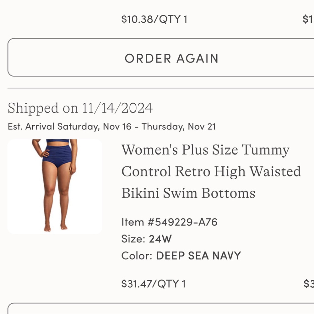 Land’s End Tummy Control High Waisted Retro Bikini Seim Bottoms Deep Sea Navy 3X - Picture 9 of 9
